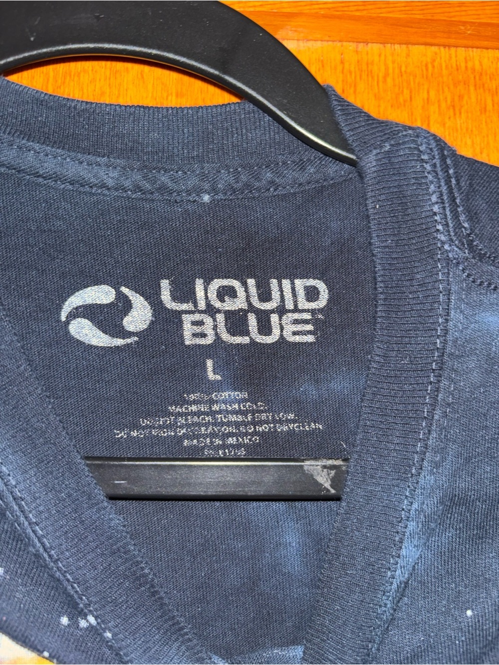 Vintage Liquid Blue Tie Dye T-Shirt Bison Skull Native American 2003 Large - Picture 3 of 5